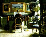 Eugene Jansson vid pianot Germany oil painting artist